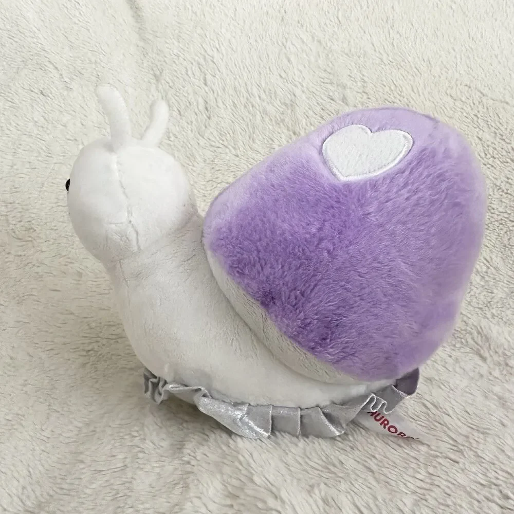 Aurora World White Purple Shell Snail Silver Glitter Bottom 8” Plush Toy